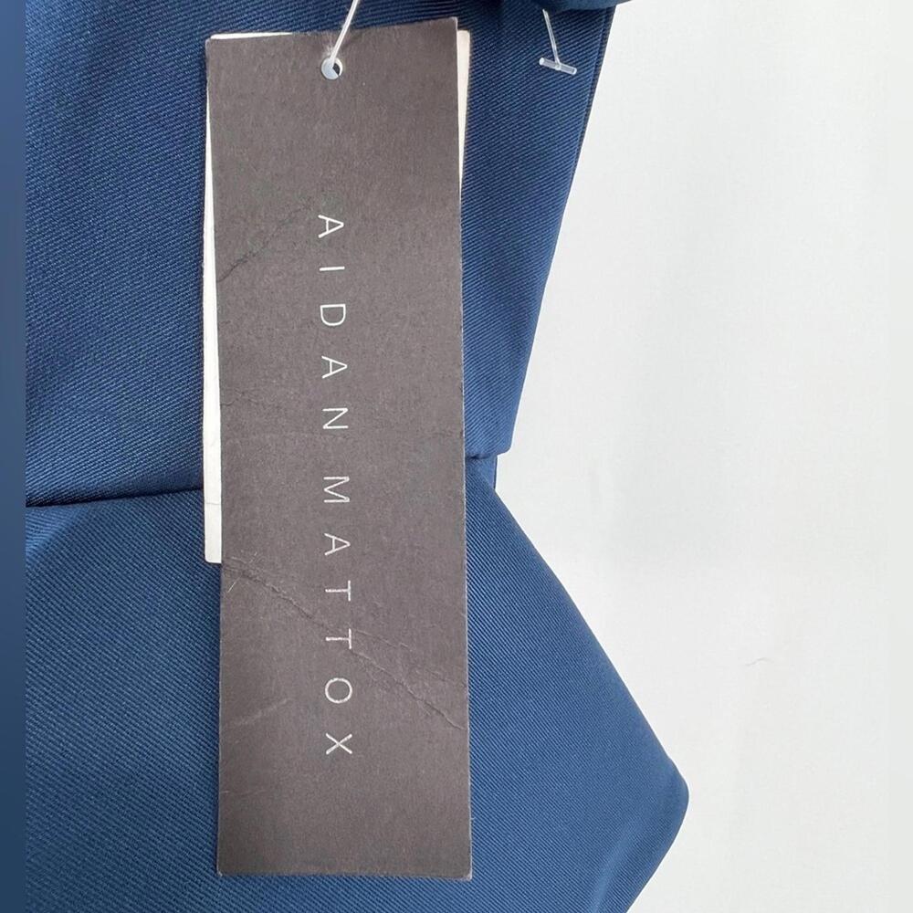 AIDAN MATTOX V-Neck Mikado Gown sz 0 Ruched Short Sleeves Peplum Detail Gala - Picture 8 of 10